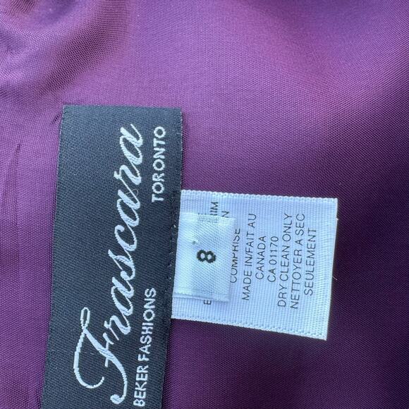 Frascara 8 Purple Silk Wrap Blouse Ruffle V-Neck Bell Sleeve Bow Tie NWOT - Picture 7 of 7